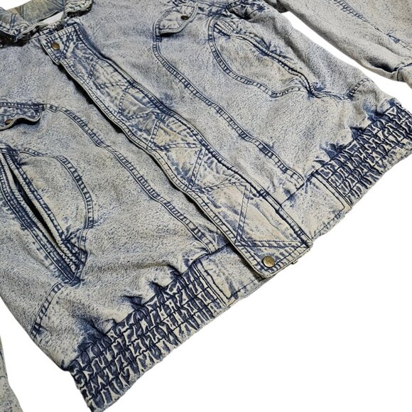 Vintage Van Cort Denim Jacket M Acid Wash Distressed Stained Thrashed Bomber - Picture 5 of 16